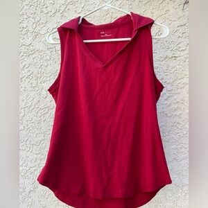 Red collared tank top